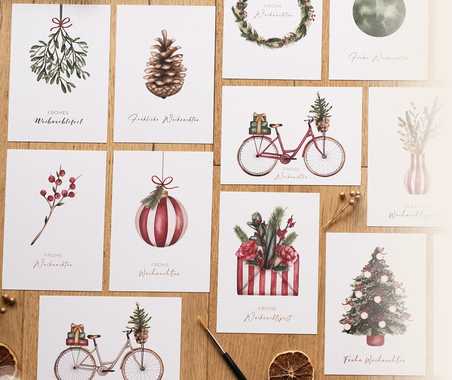 Handgemalte Aquarell-Weihnachtskarten von Authentica.Studio