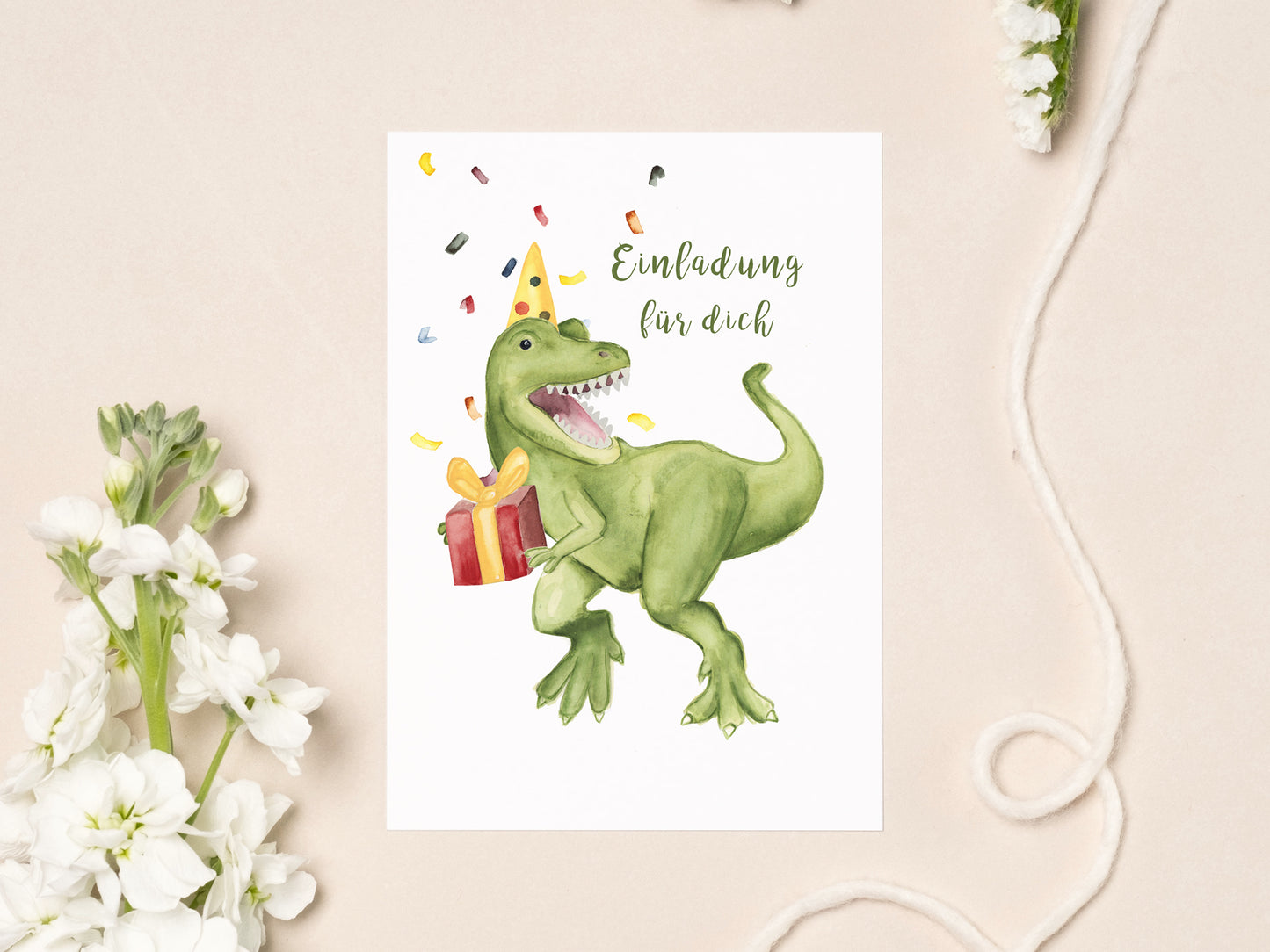 5er Set I T-Rex Einladungen