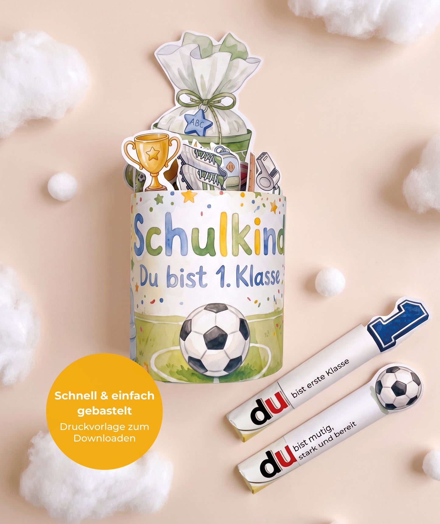 Großes Fußball-Bundle zur Einschulung – Geschenkbox, Gästebuch & Stundenpläne