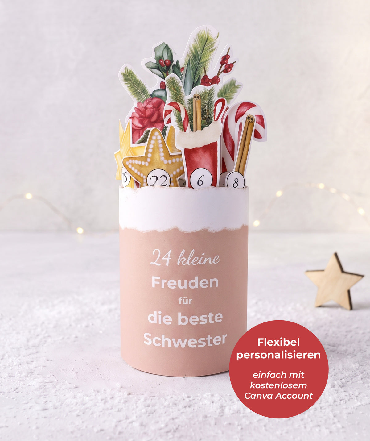 Personalisierbarer Adventskalender zum Ausdrucken