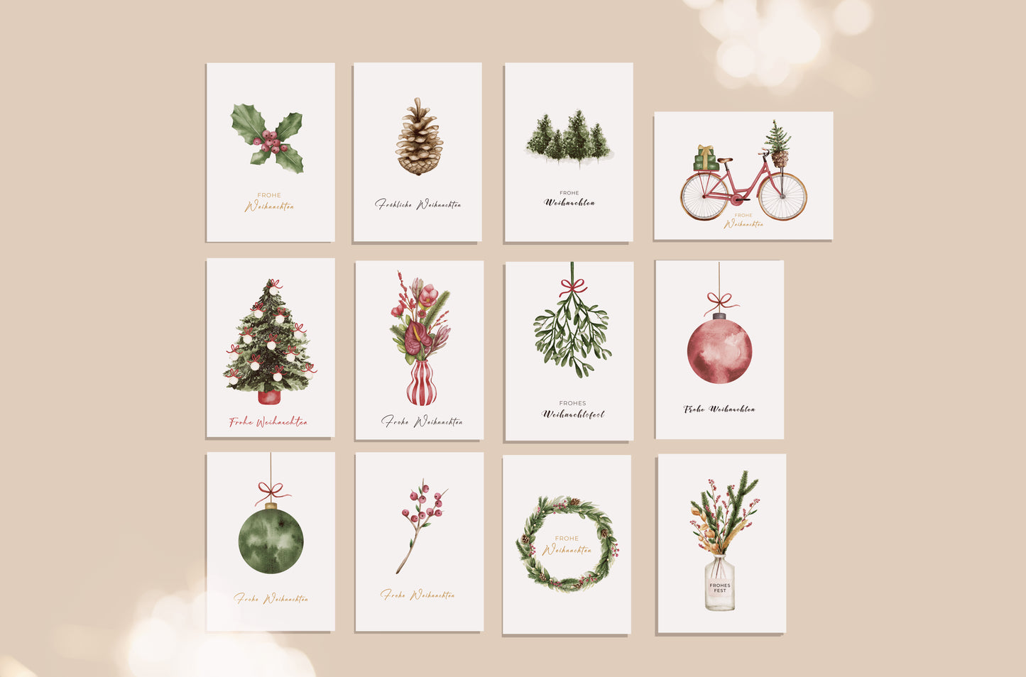 12-er Weihnachtskartenset | Waldweihnacht