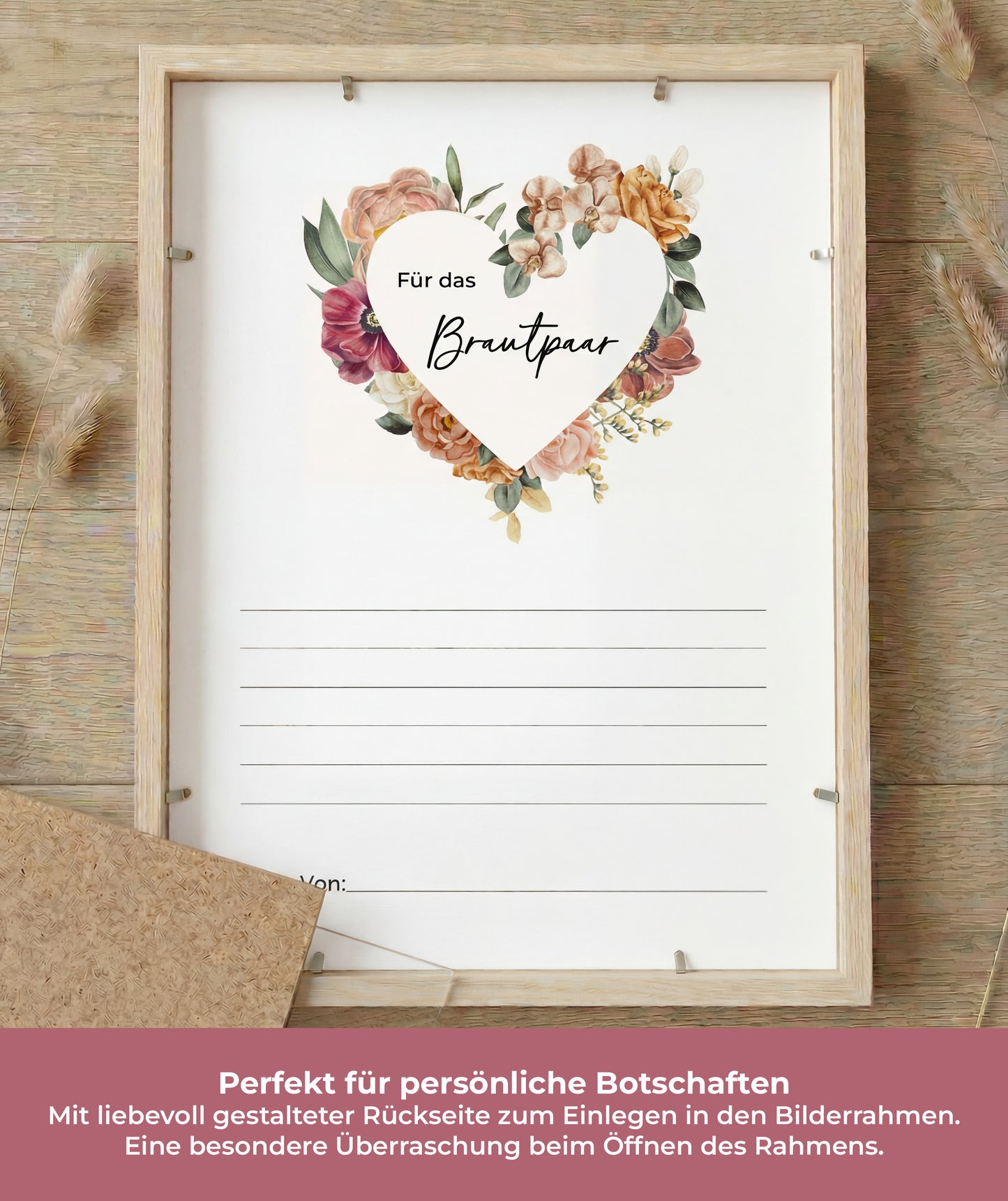 Geldgeschenk zur Hochzeit im Bilderrahmen – digitale Druckvorlage