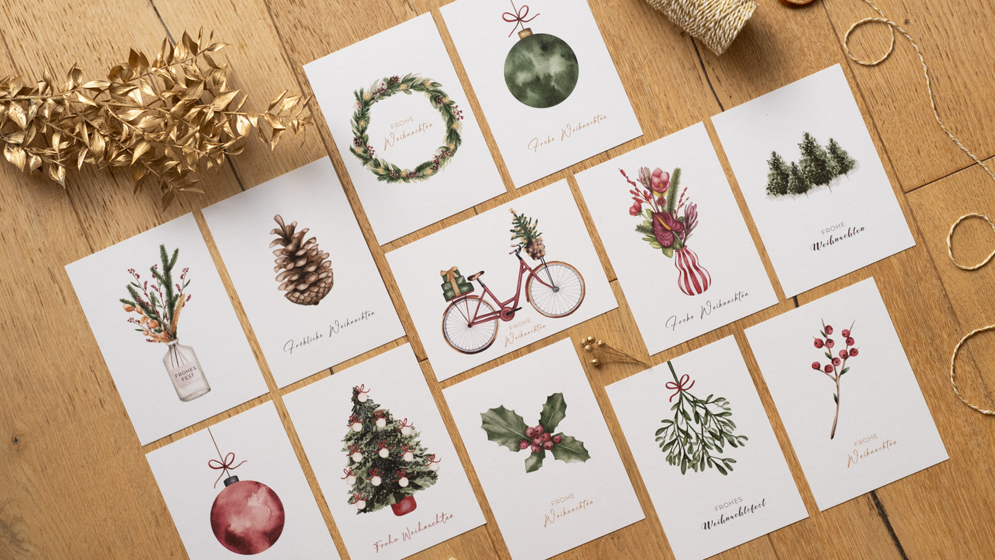 12-er Weihnachtskartenset | Waldweihnacht