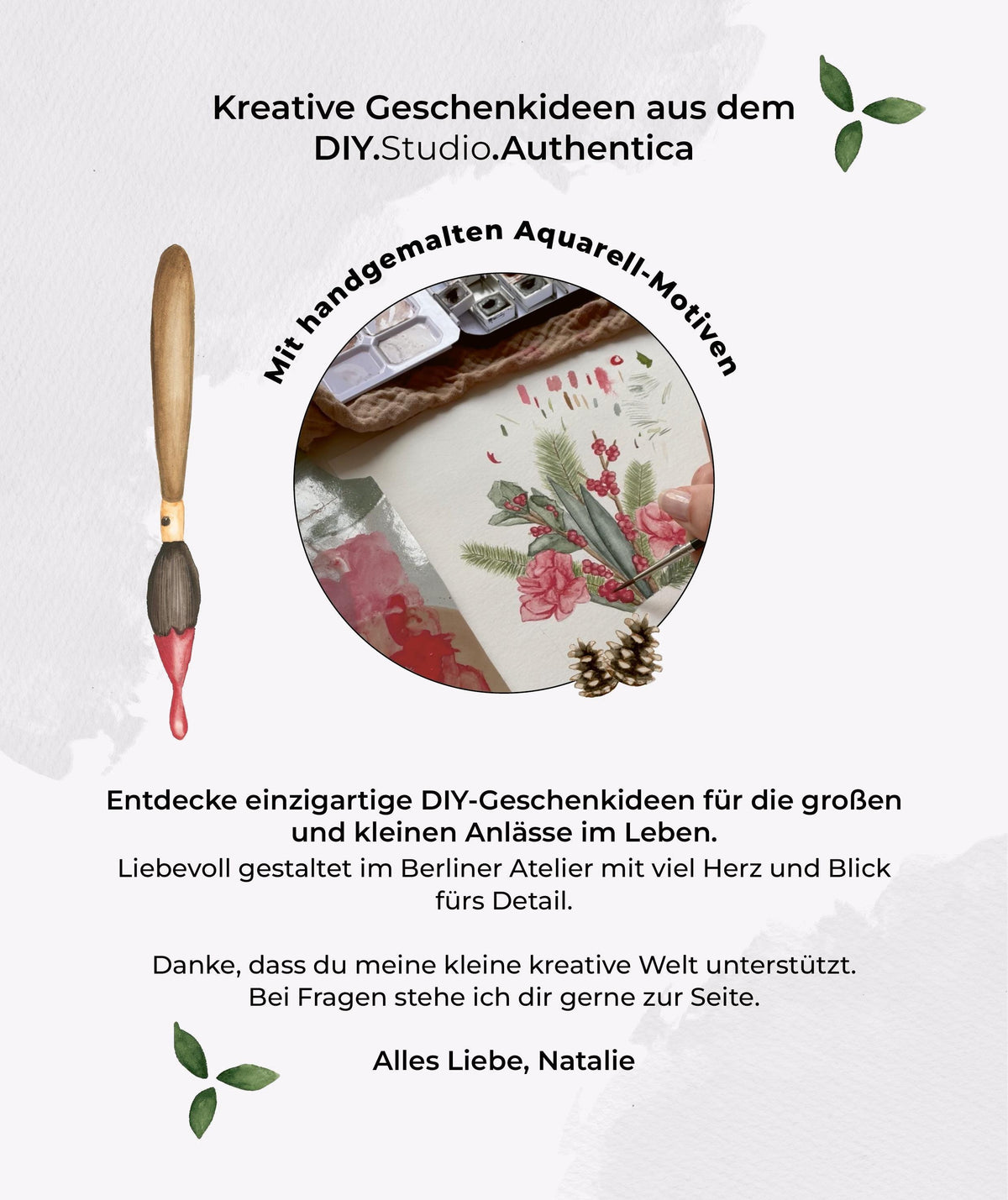 Mit handgemalten Aquarell-Motiven aus dem DIY.Studio.Authentica