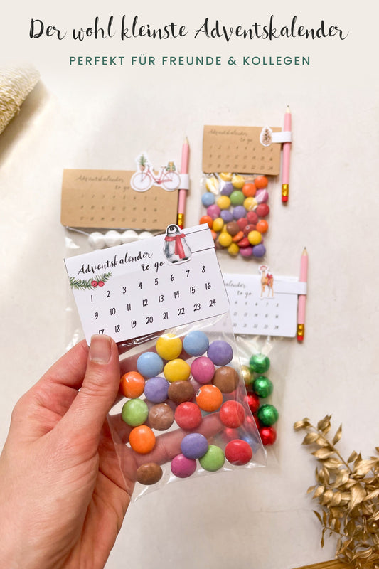 Der wohl kleinste Adventskalender – Tütentopper zum Ausdrucken, perfekt für Freunde & Kollegen