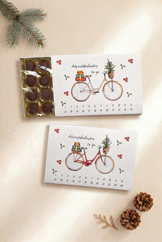 Adventskalender to go für Toffifee 24er – Banderole zum Ausdrucken, Fahrrad