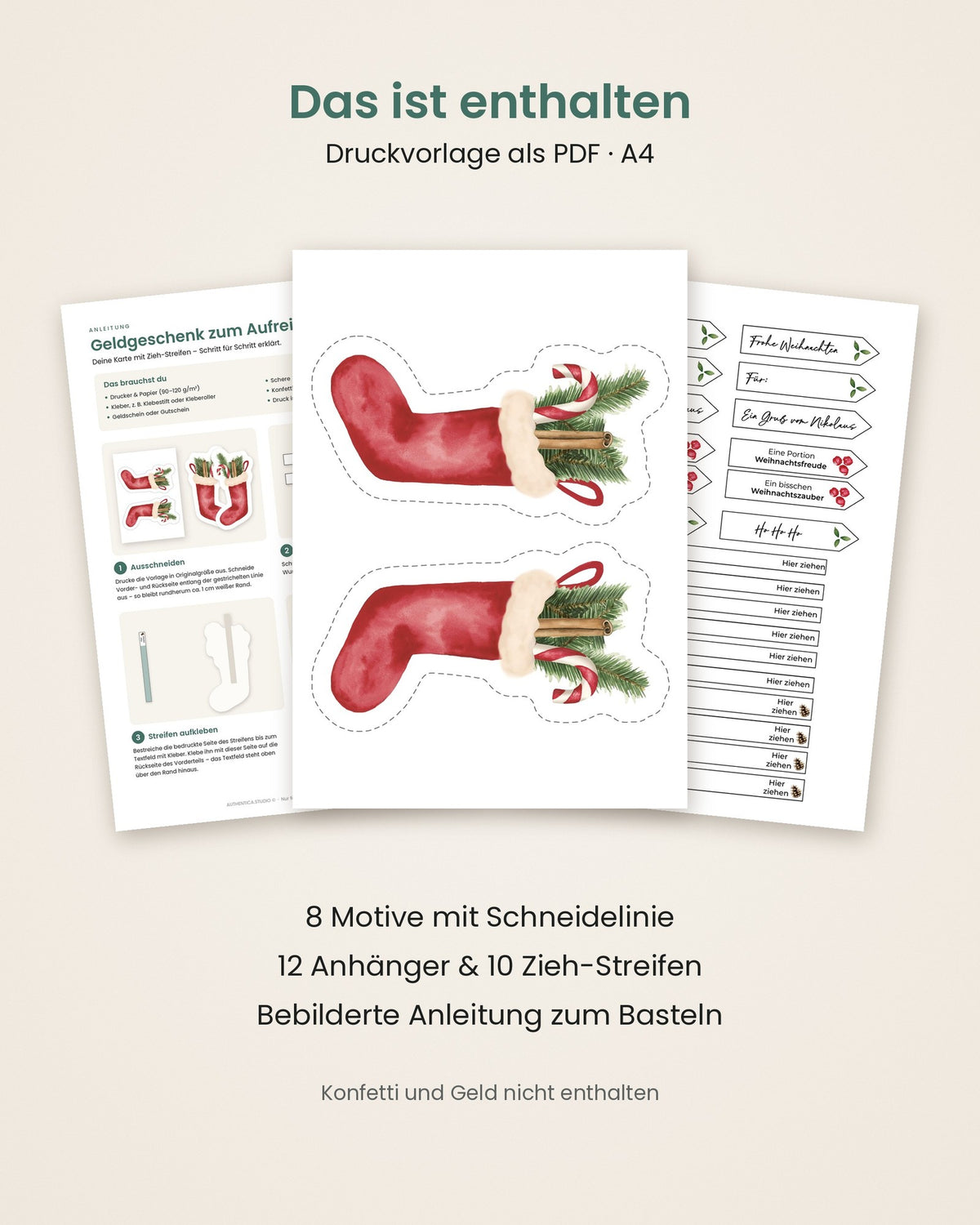 Das ist enthalten: 8 Motive, Anhänger, Zieh-Streifen und Anleitung als PDF