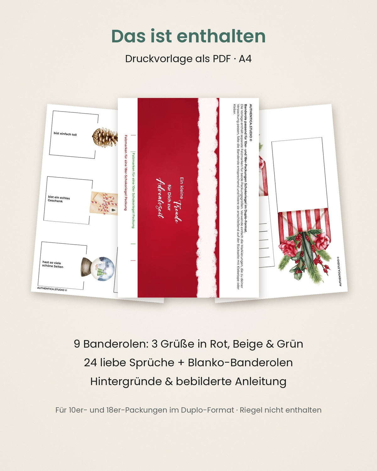 Inhalt der Druckvorlage: Banderolen, 24 Sprüche, Hintergründe und Anleitung