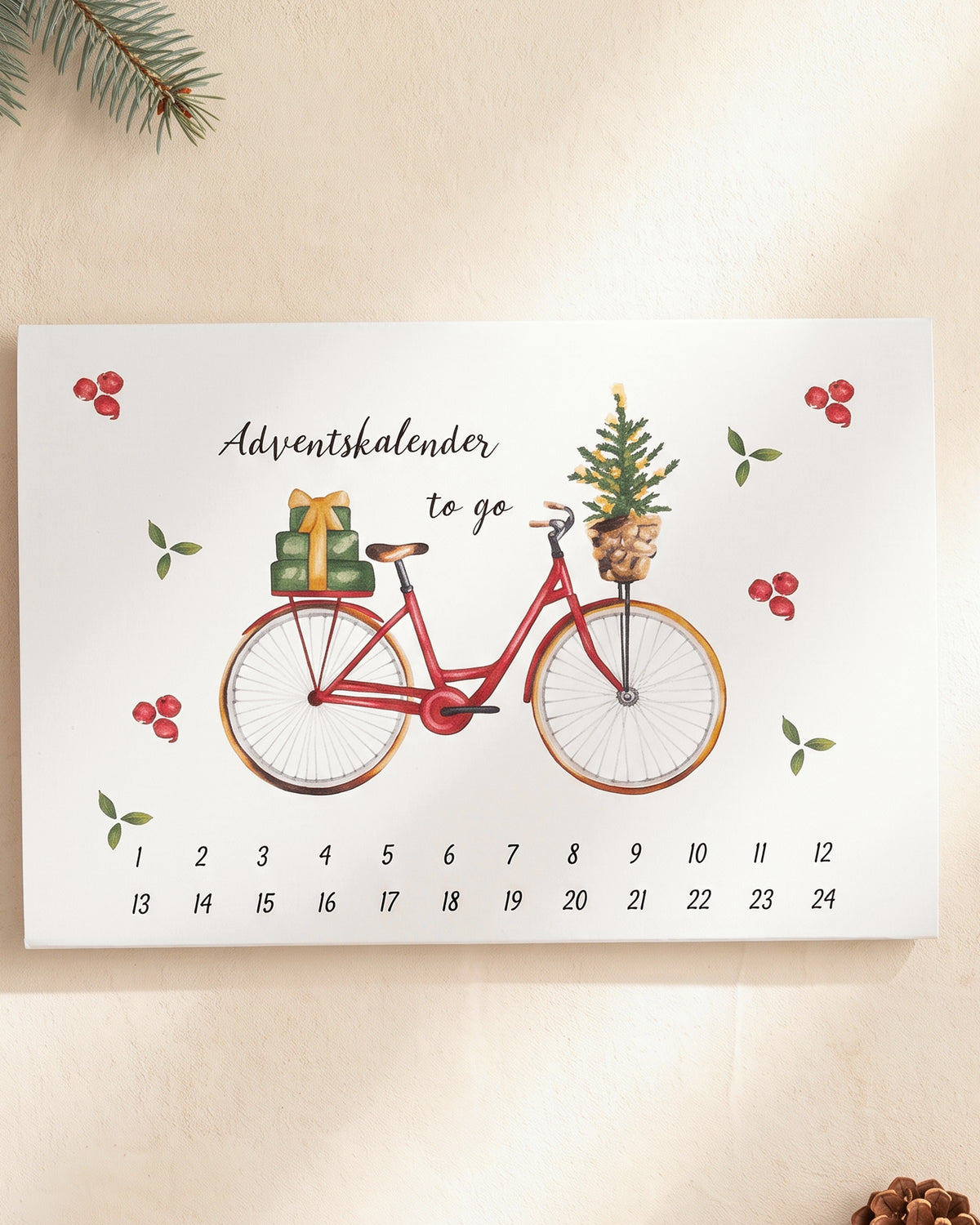 Adventskalender to go für Toffifee 24er – Banderole zum Ausdrucken, Fahrrad