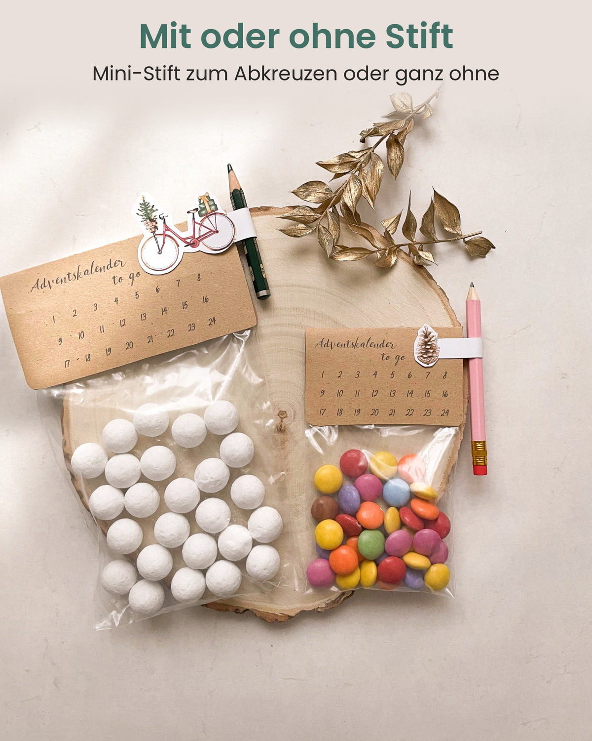 Adventskalender to go mit oder ohne Mini-Stift zum Abkreuzen