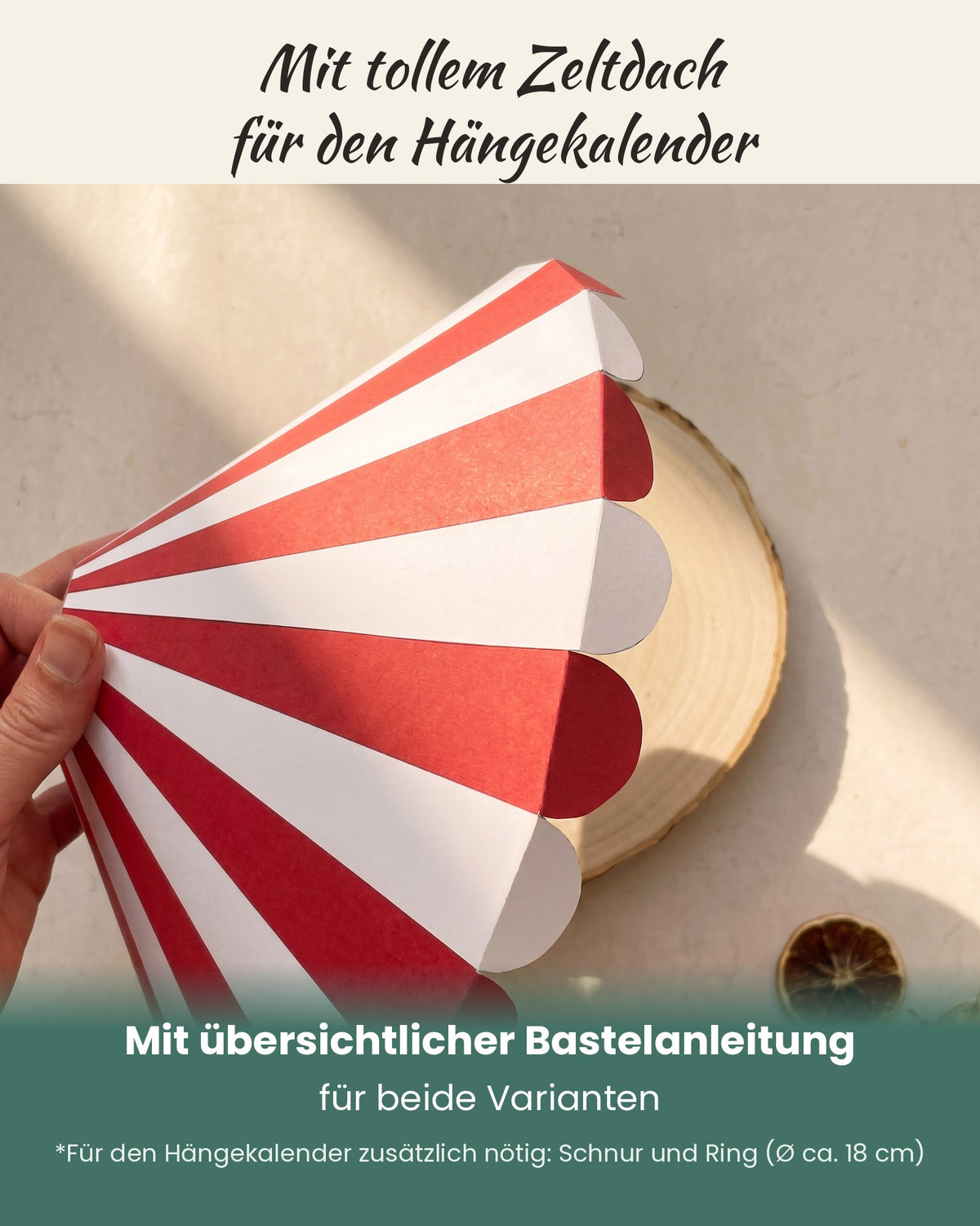 Zeltdach-Bastelanleitung für den hängenden Adventskalender