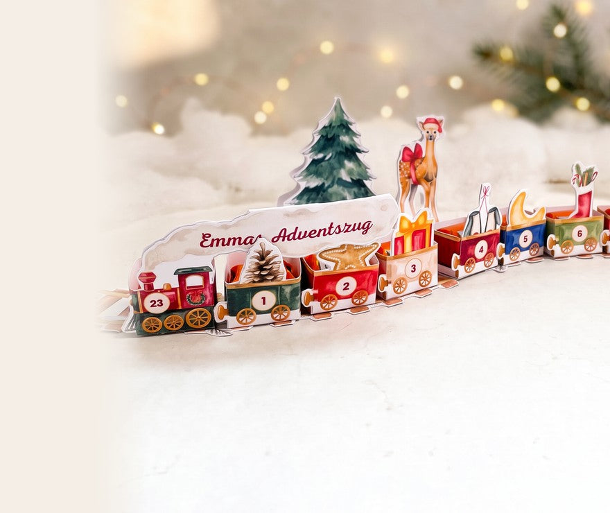 Emmas Adventszug – Adventskalender zum Ausdrucken und Basteln