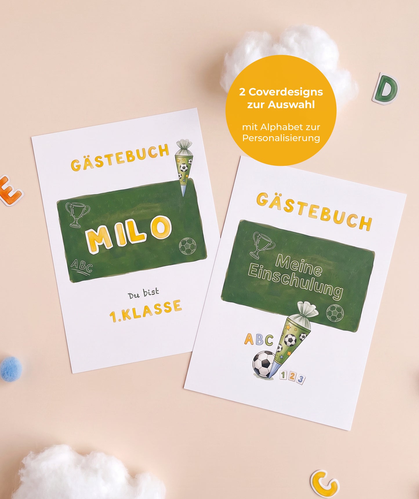 Großes Fußball-Bundle zur Einschulung – Geschenkbox, Gästebuch & Stundenpläne
