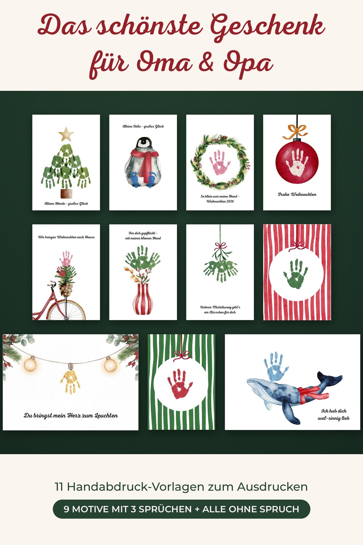 Weihnachts-Handabdruck Bundle – das schönste Geschenk für Oma & Opa