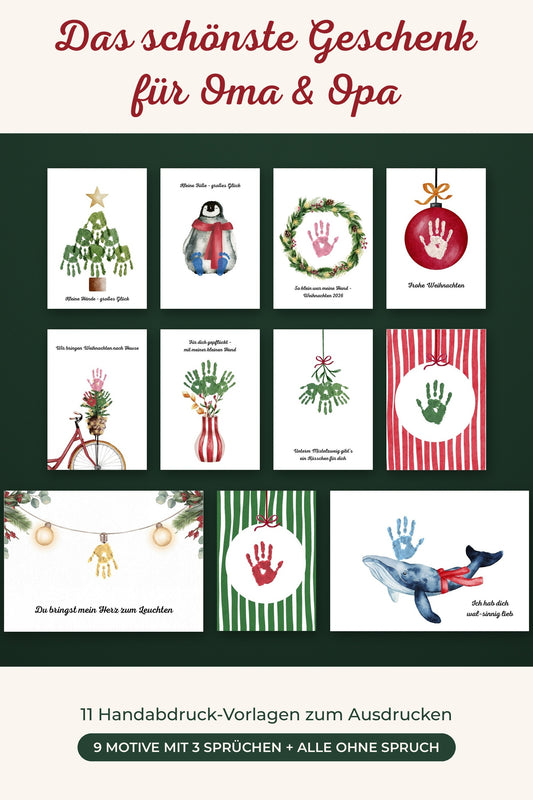 Weihnachts-Handabdruck Bundle – das schönste Geschenk für Oma & Opa