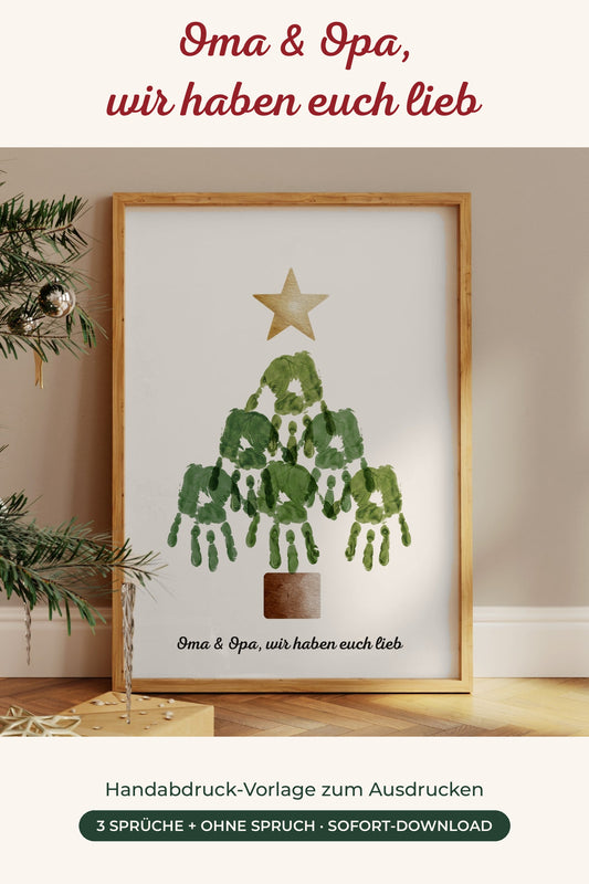 Handabdruck Tannenbaum – Oma & Opa, wir haben euch lieb