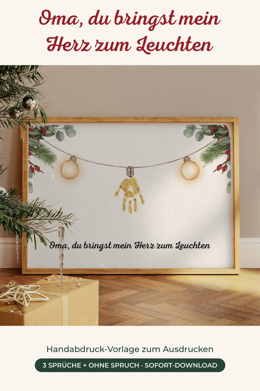 Handabdruck Lichterkette – Oma, du bringst mein Herz zum Leuchten
