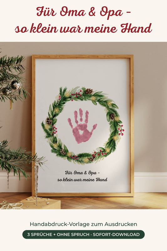 Handabdruck Weihnachtskranz – Für Oma & Opa