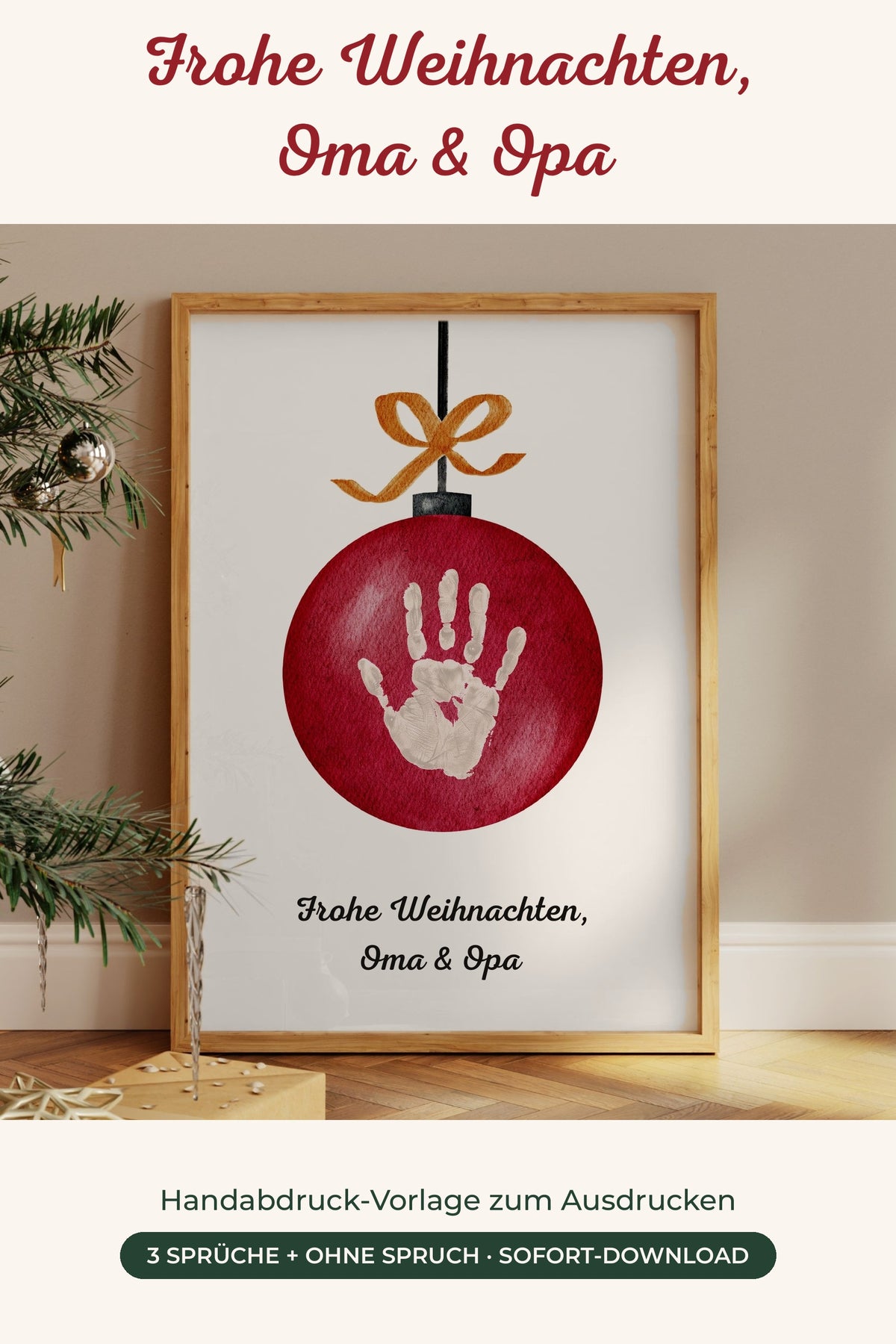 Handabdruck Weihnachtskugel – Frohe Weihnachten, Oma & Opa