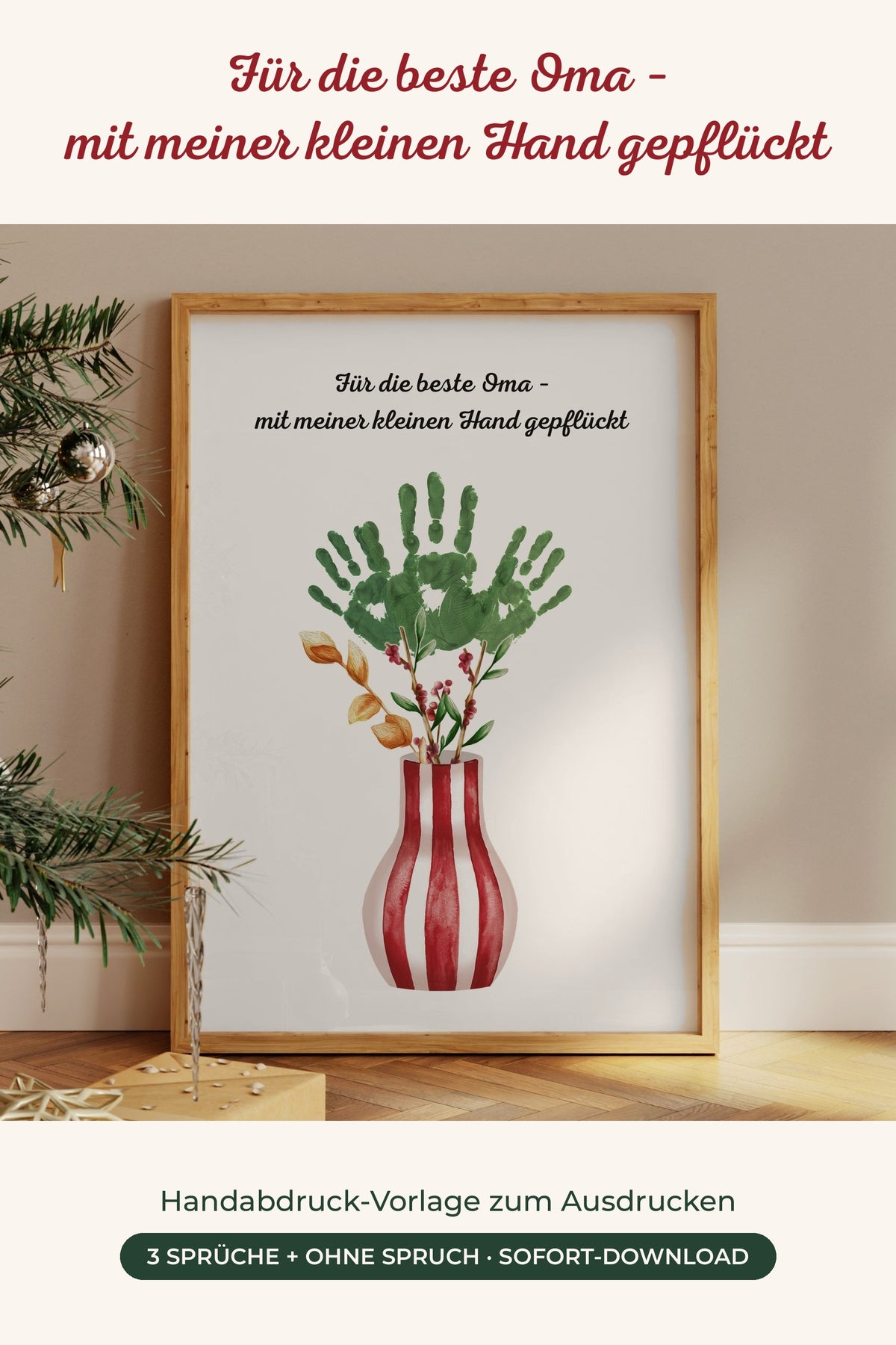 Handabdruck Blumenvase – Für die beste Oma