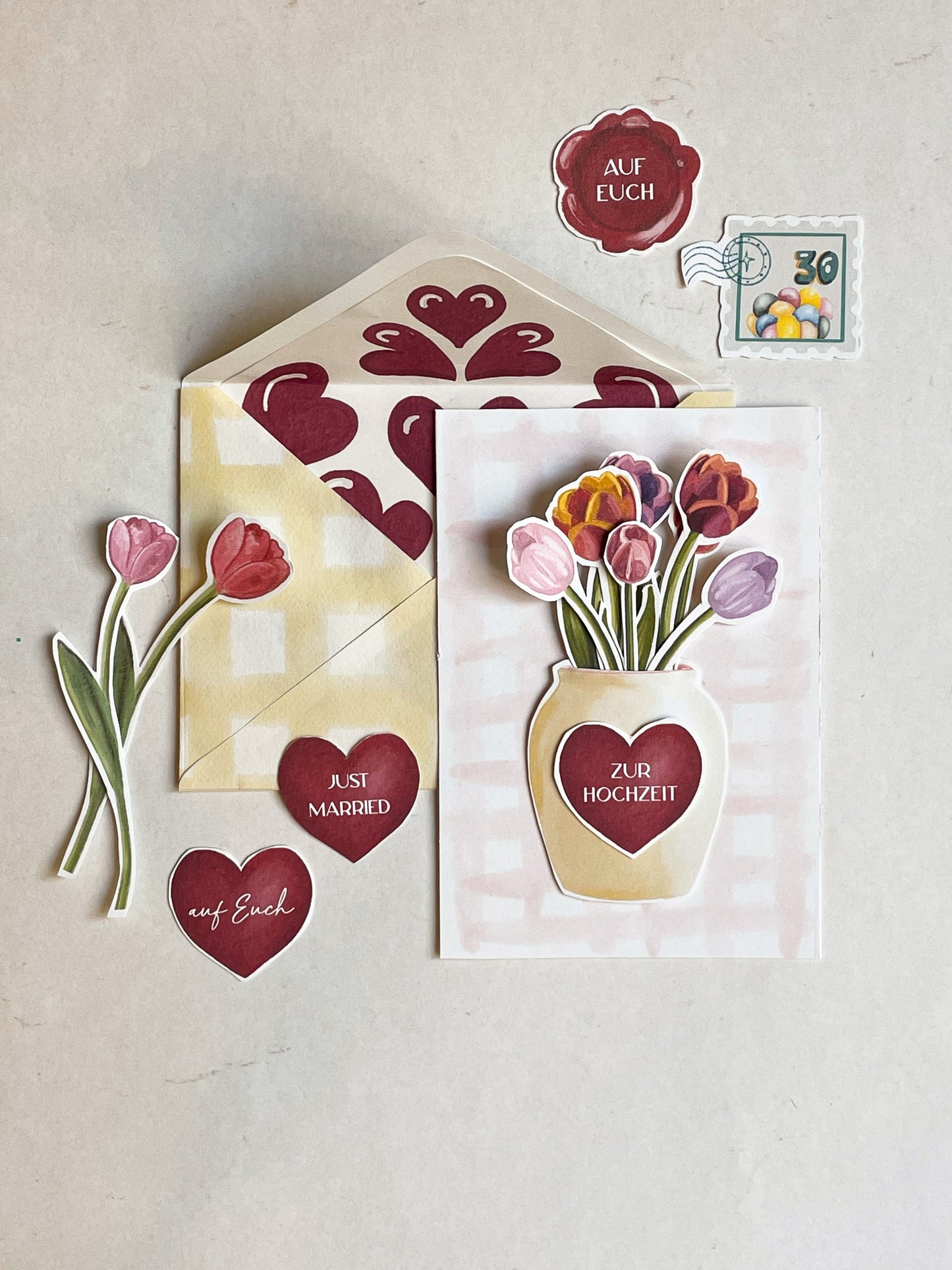 3D-Blumenkarte - zur Hochzeit