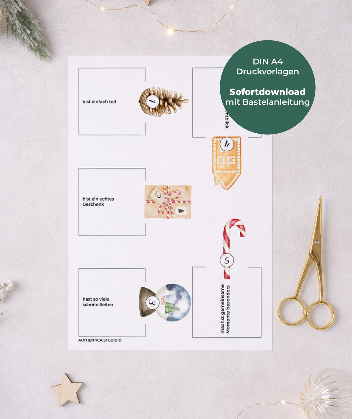 Personalisierbarer Adventskalender zum Ausdrucken