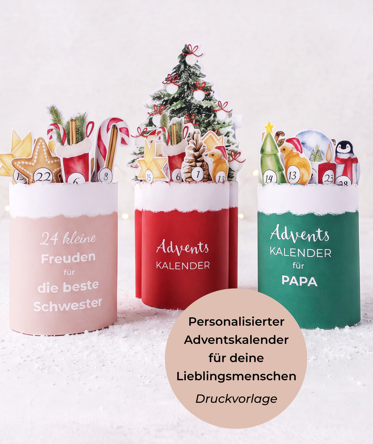 Personalisierbarer Adventskalender zum Ausdrucken
