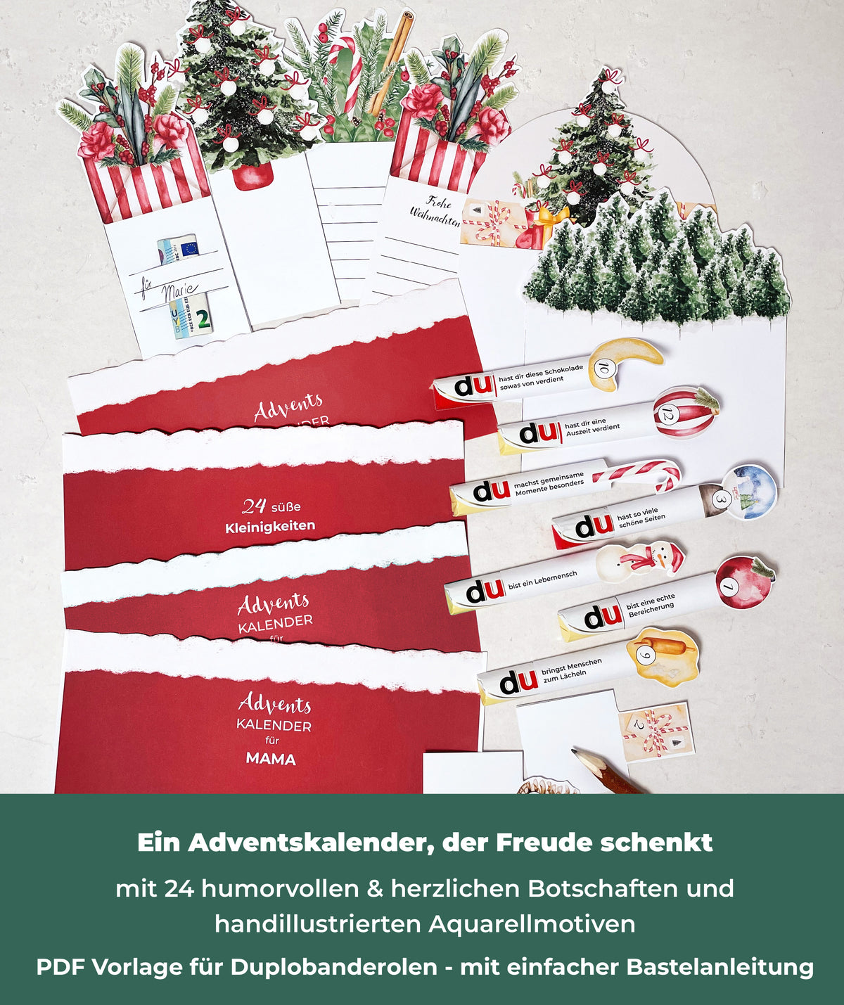 Adventskalender für Mama & Oma – Druckvorlage für Duploriegel