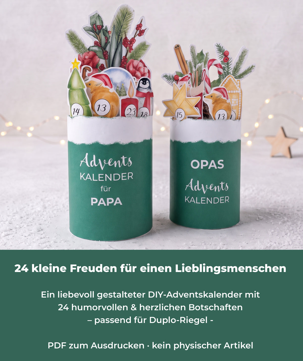 Adventskalender für Papa & Opa – Druckvorlage für Duploriegel