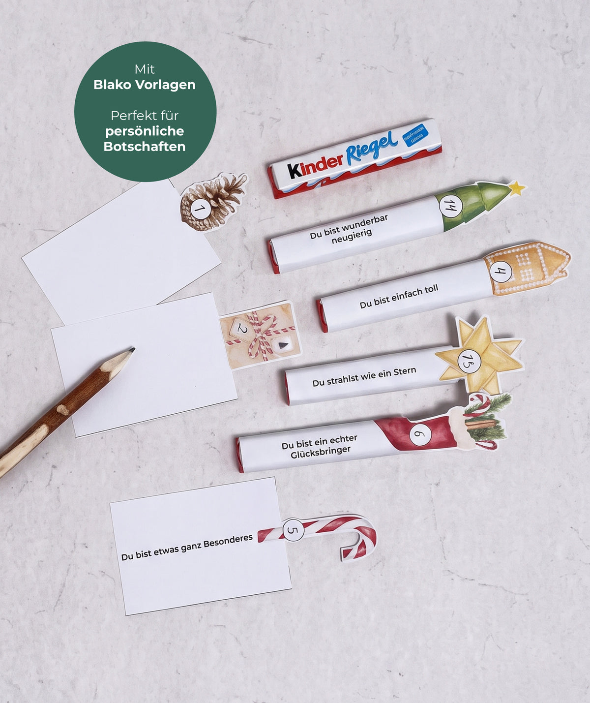Personalisierter Adventskalender für Kinder zum Ausdrucken – für Duplo & Kinder Riegel