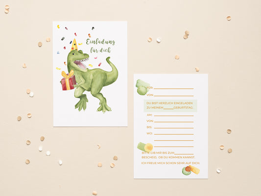 5er Set I T-Rex Einladungen