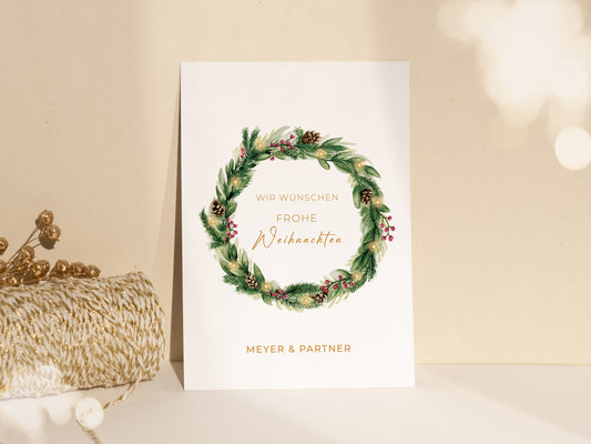Individualisierte Postkarte I Weihnachtskranz