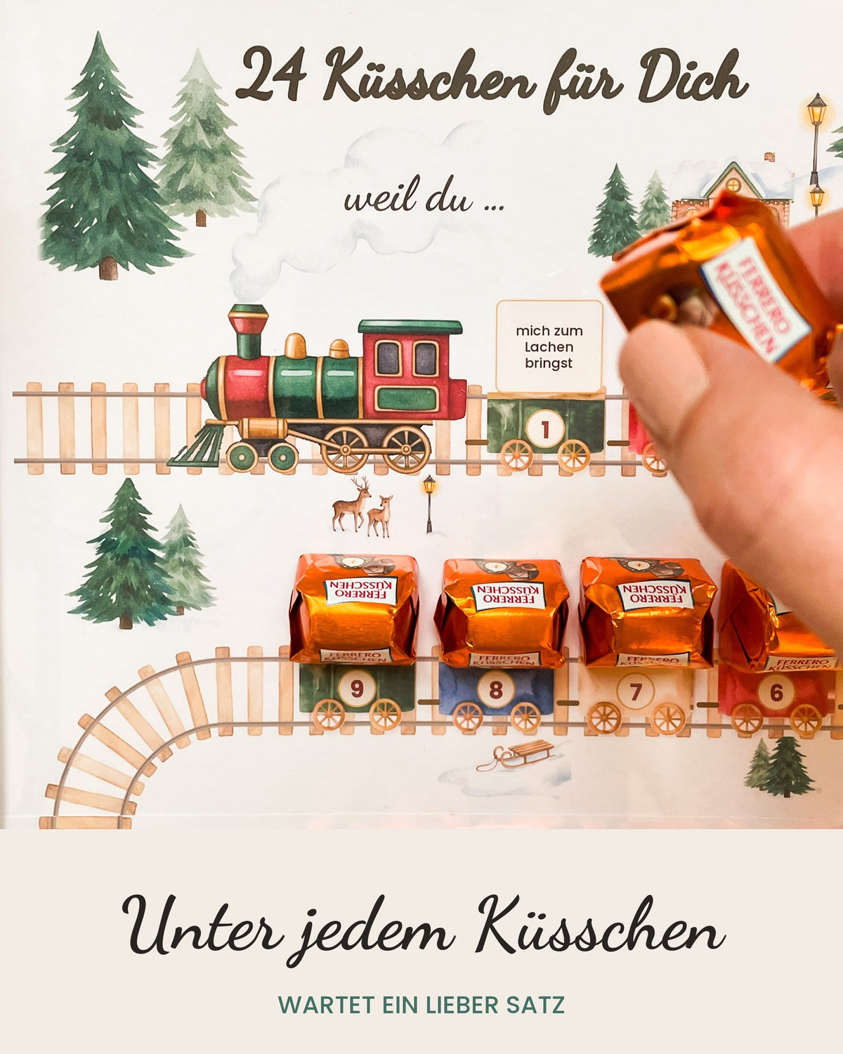 Detail: unter jedem Küsschen ein lieber Satz