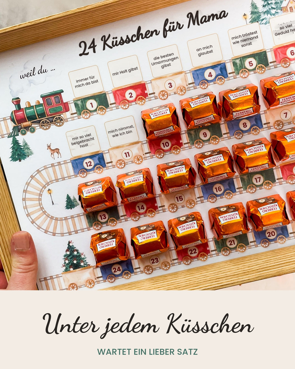 Detail: unter jedem Küsschen ein lieber Satz