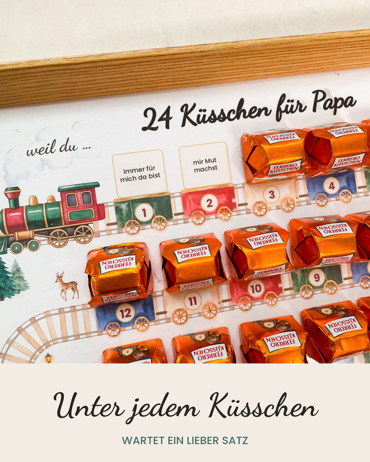 Detail: unter jedem Küsschen ein lieber Satz