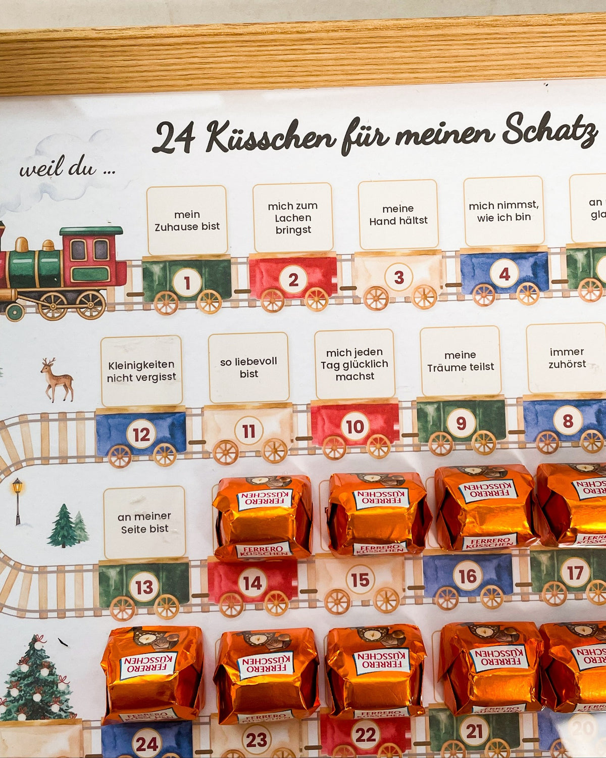 Nahaufnahme: Küsschen auf dem Glas über den lieben Sätzen