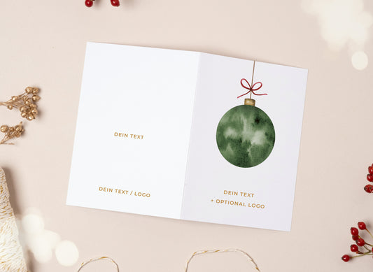 Individualisierte Weihnachtskarte I Grüne Weihnachtskugel