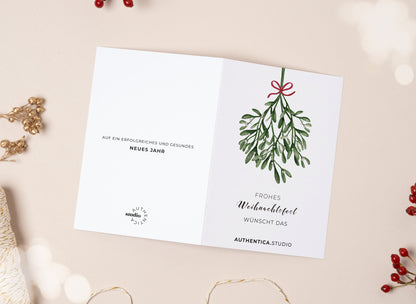 Firmen-Weihnachtskarte mit Logo, handillustriert