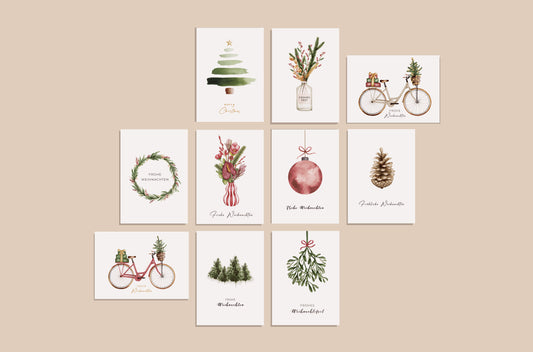 10-er Weihnachtskartenset | Tannenzapf