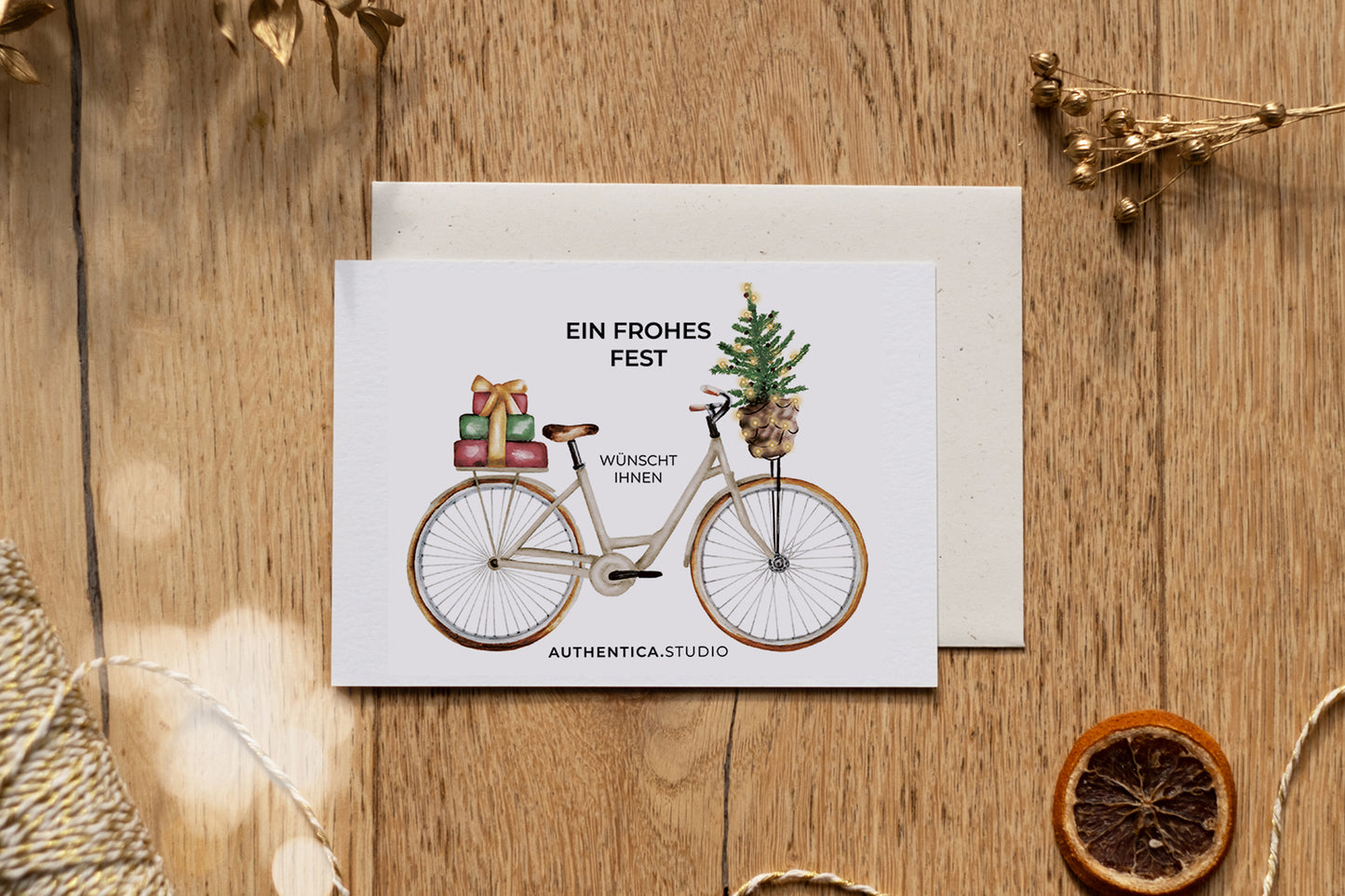 Individualisierte Postkarte I Fahrrad Beige