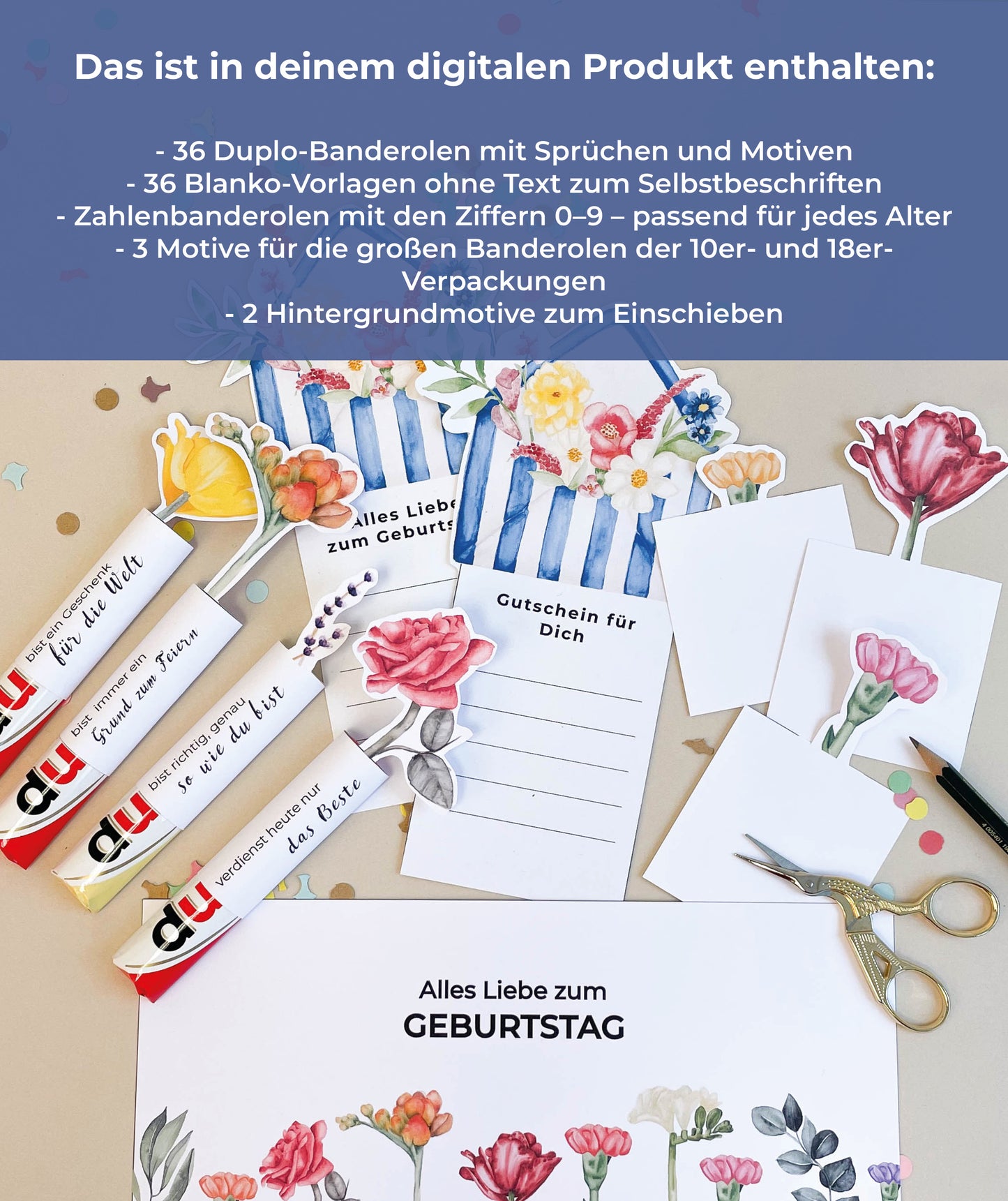 3er Bundle Banderolen für Duplo-Riegel – digitale Druckvorlage