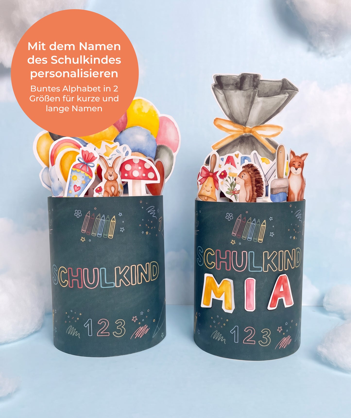 3er Set - Geschenk zur Einschulung – DIY-Banderolen, Alphabet & Stundenplan zum Ausdrucken