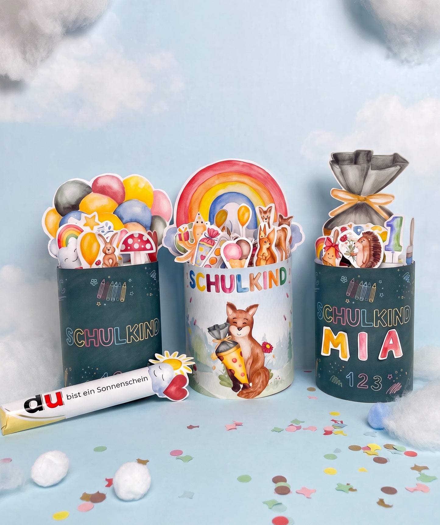 3er Set - Geschenk zur Einschulung – DIY-Banderolen, Alphabet & Stundenplan zum Ausdrucken
