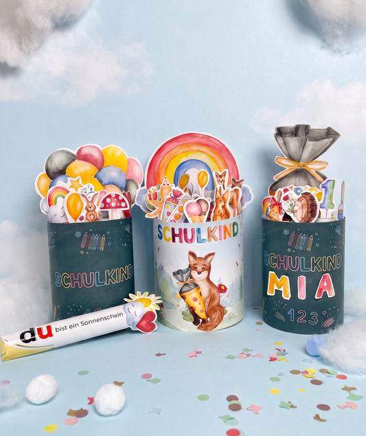 3er Set - Geschenk zur Einschulung – DIY-Banderolen, Alphabet & Stundenplan zum Ausdrucken