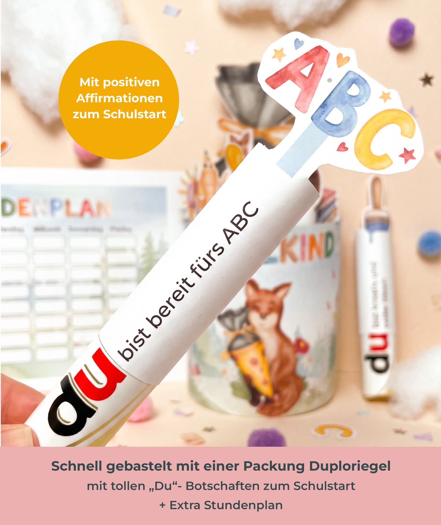 3er Set - Geschenk zur Einschulung – DIY-Banderolen, Alphabet & Stundenplan zum Ausdrucken (Kopie)