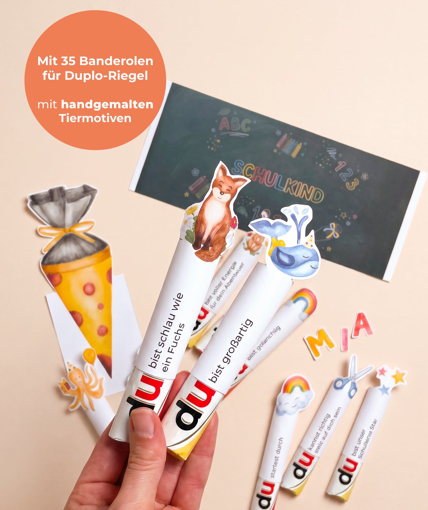 3er Set - Geschenk zur Einschulung – DIY-Banderolen, Alphabet & Stundenplan zum Ausdrucken (Kopie)