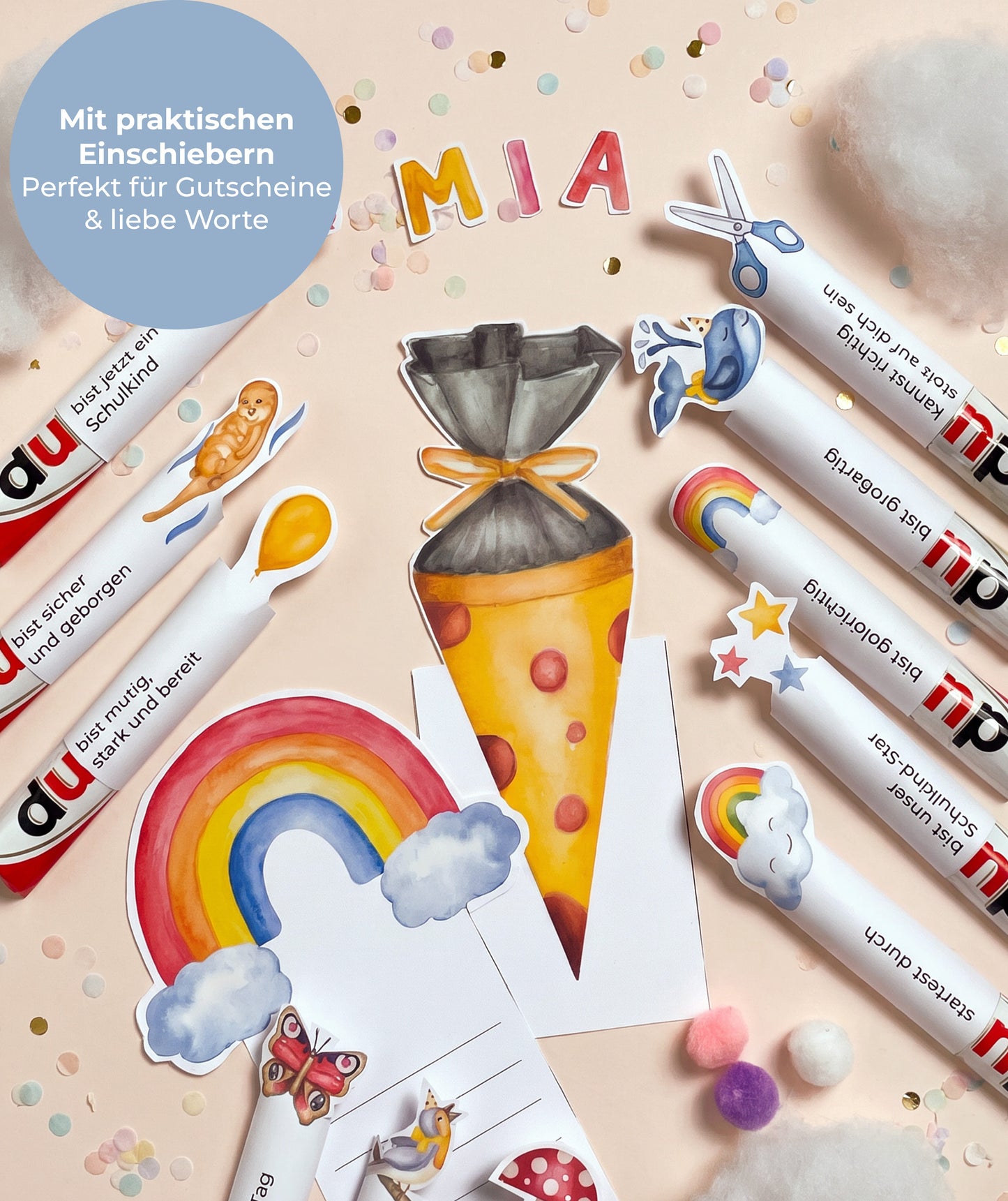 3er Set - Geschenk zur Einschulung – DIY-Banderolen, Alphabet & Stundenplan zum Ausdrucken (Kopie)
