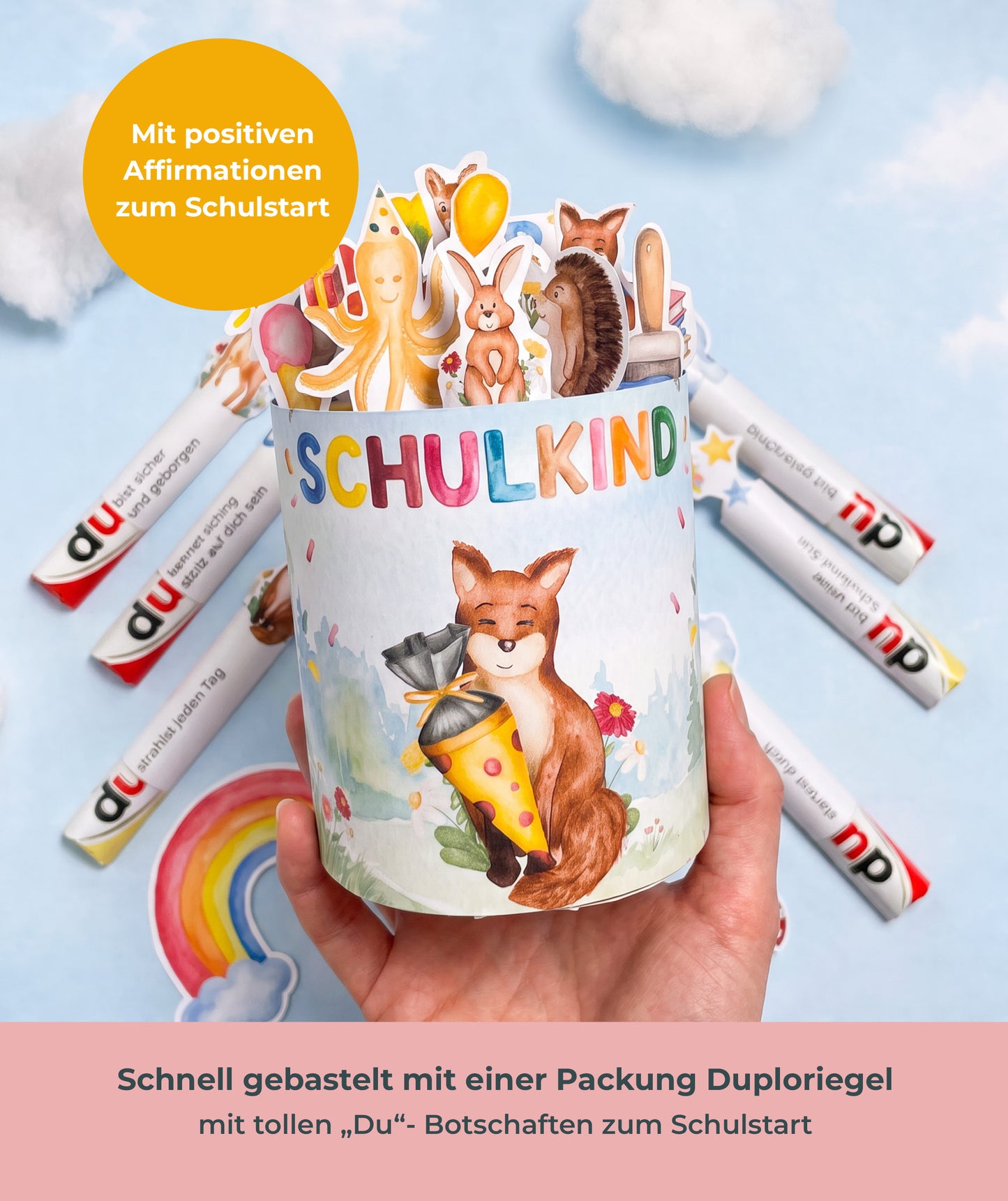 Geschenk zur Einschulung – DIY-Banderolen mit Fuchsmotiv zum Ausdrucken