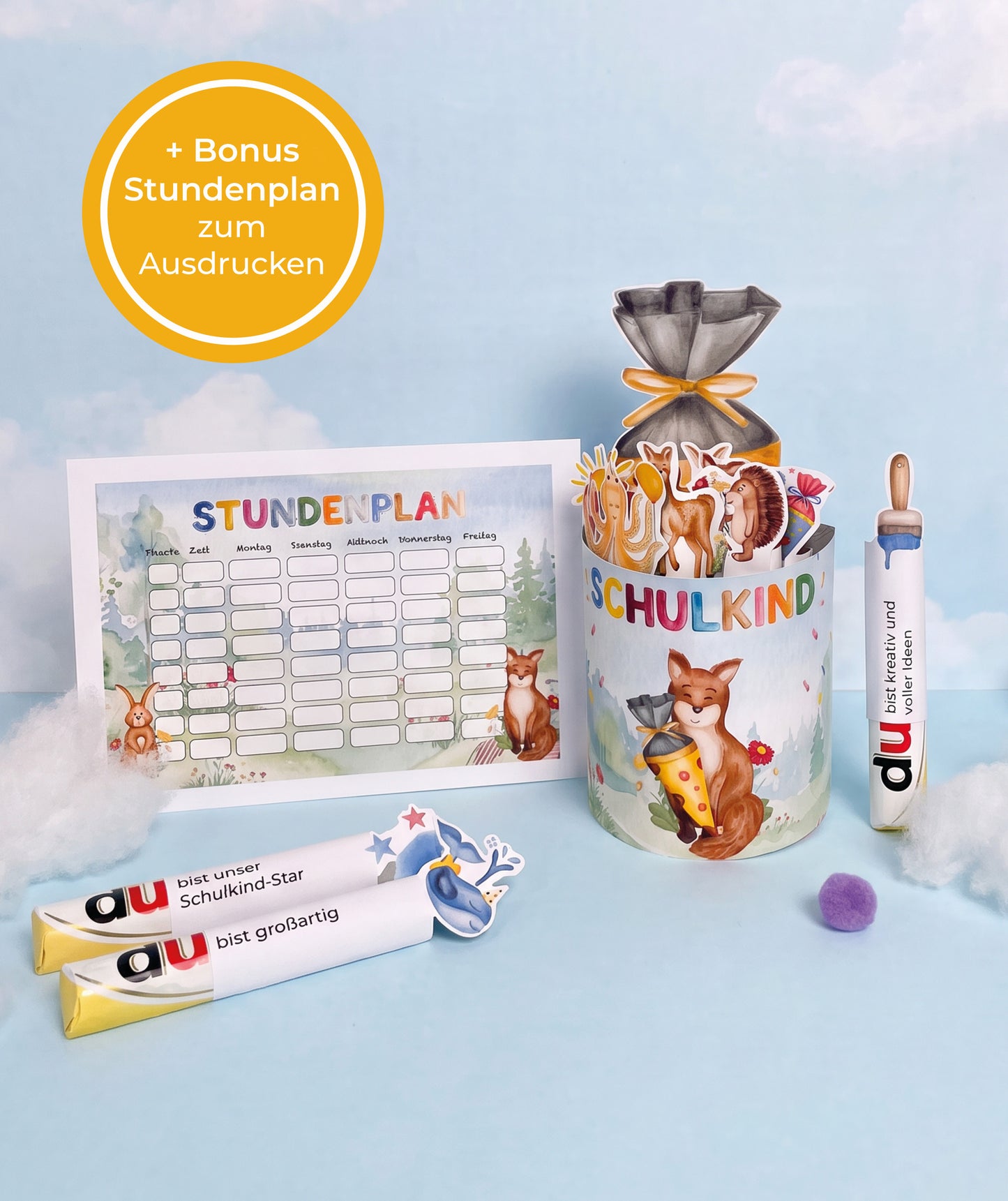 Geschenk zur Einschulung – DIY-Banderolen mit Fuchsmotiv zum Ausdrucken