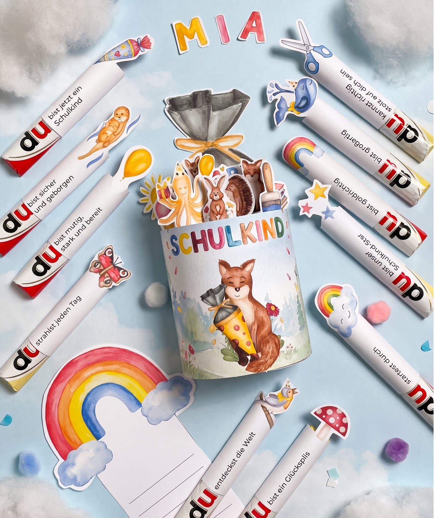 3er Set - Geschenk zur Einschulung – DIY-Banderolen, Alphabet & Stundenplan zum Ausdrucken